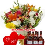20- BUQUÊ  FLORES DO CAMPO + 5 BUDWEISER + CORAÇÃO TE AMO